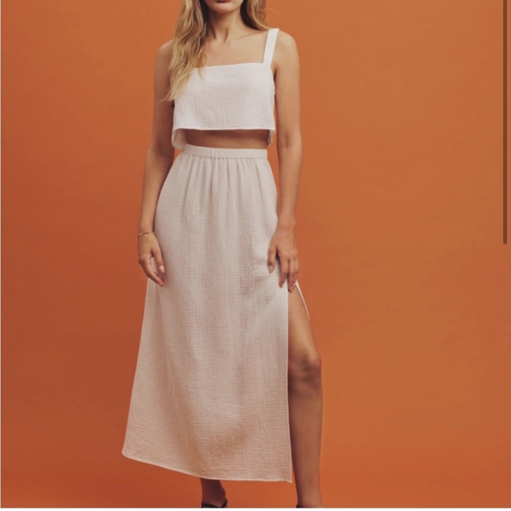 Reformation Cream Midi Skirt